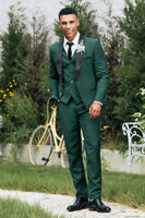 Load image into Gallery viewer, Dark Green 3 Pieces Shawl Lapel Men&#39;s Prom Suits