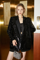 Load image into Gallery viewer, Sparkly Black Sequins Longline Oversized Prom Blazer For Women