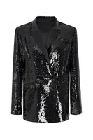 Load image into Gallery viewer, Sparkly Black Sequins Longline Oversized Prom Blazer For Women