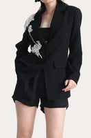 Load image into Gallery viewer, Sparkly Black Beaded Notched Lapel Women Prom Blazer