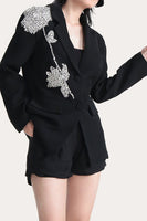 Load image into Gallery viewer, Sparkly Black Beaded Notched Lapel Women Prom Blazer