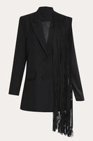 Load image into Gallery viewer, Black Fringed Peak Lapel Prom Women Blazer