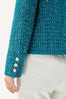 Load image into Gallery viewer, Dark Blue Tweed Open Front Women Jacket
