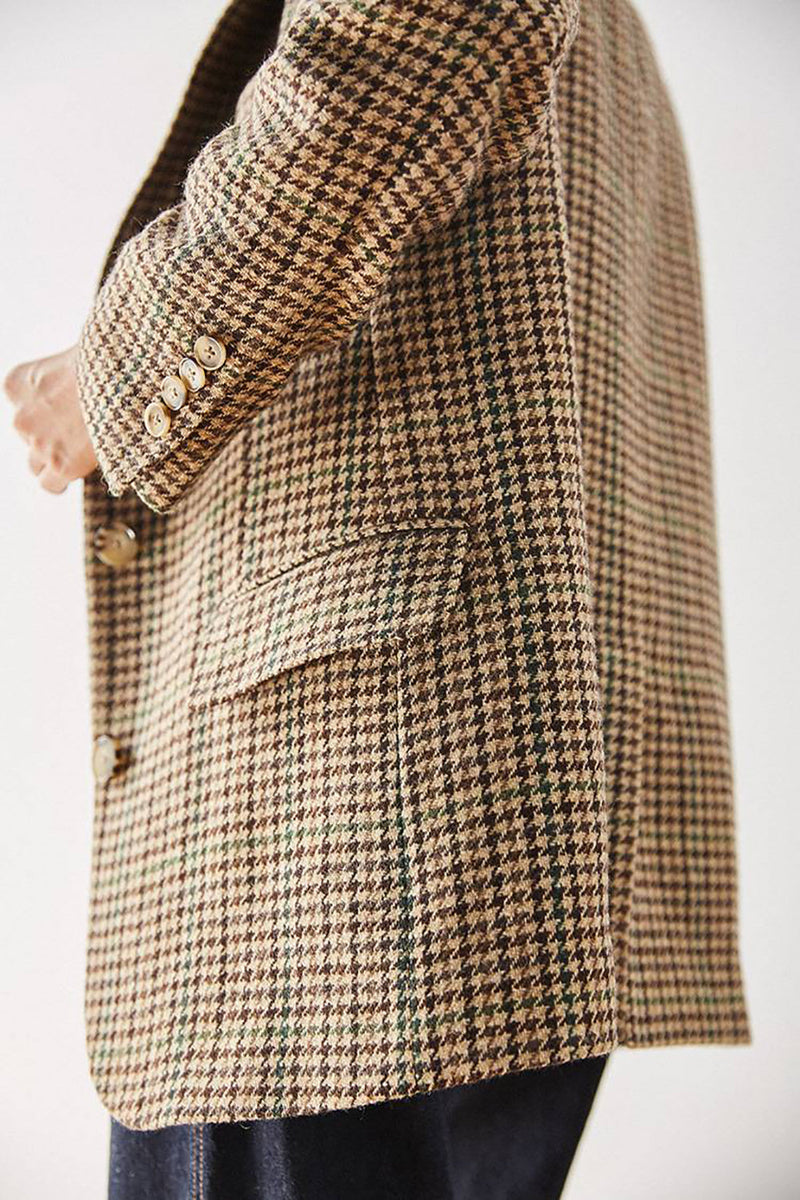 Load image into Gallery viewer, Khaki Plaid Notched Lapel Women Coat