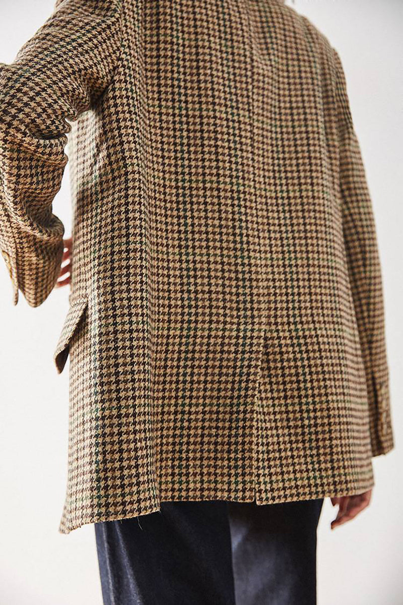 Load image into Gallery viewer, Khaki Plaid Notched Lapel Women Coat
