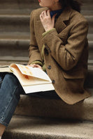 Load image into Gallery viewer, Green Notched Lapel Tweed Women Blazer