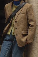 Load image into Gallery viewer, Green Notched Lapel Tweed Women Blazer