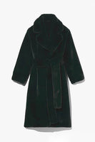 Load image into Gallery viewer, Khaki Faux Fur Shearling Long Open Front Coat with Belt