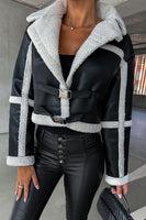 Load image into Gallery viewer, Black Fleece Buckle Thickened Short Jacket