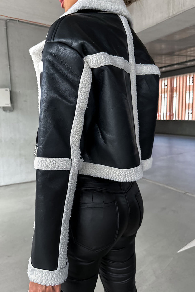 Load image into Gallery viewer, Black Fleece Buckle Thickened Short Jacket