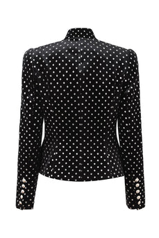 Sparkly Vintage Fitted Peak Lapel Women Velvet Party Blazer