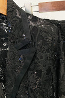 Load image into Gallery viewer, Sparkly Black Lace 2 Piece Women Party Suits