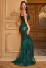 Load image into Gallery viewer, One Shoulder Sparkly Mermaid Sequins Dark Green Long Prom Dress