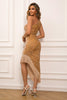 Load image into Gallery viewer, One Shoulder Sequins Black Short Prom Dress with Fringes