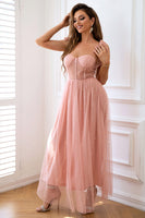 Load image into Gallery viewer, A-Line Tulle Blush Corset Prom Dress