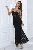Load image into Gallery viewer, Mermaid Spaghetti Straps Black Corset Prom Dress