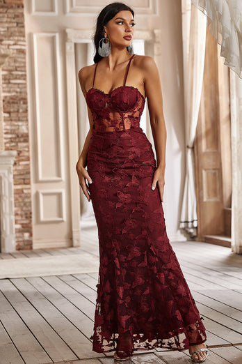 Mermaid Spaghetti Straps Sage Corset Prom Dress