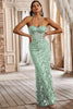 Load image into Gallery viewer, Mermaid Spaghetti Straps Sage Corset Prom Dress