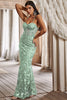 Load image into Gallery viewer, Mermaid Spaghetti Straps Sage Corset Prom Dress