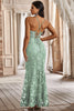 Load image into Gallery viewer, Mermaid Spaghetti Straps Sage Corset Prom Dress