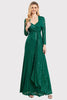 Load image into Gallery viewer, A-Line Sequins Green Long Prom Dress with Long Sleeves