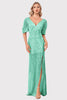 Load image into Gallery viewer, Sparkly V-Neck Champagne Prom Dress with Split Front
