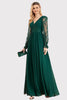Load image into Gallery viewer, Long Sleeves Dark Green Long Prom Dress with Slit