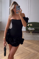 Load image into Gallery viewer, Chic Black One Shoulder Tight Ruffled Short Prom Dress