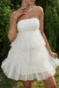 Load image into Gallery viewer, Sparkly Tiered Strapless A-line Little White Dress