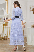 Load image into Gallery viewer, A-Line Light Purple Long Prom Dress with Sleeves