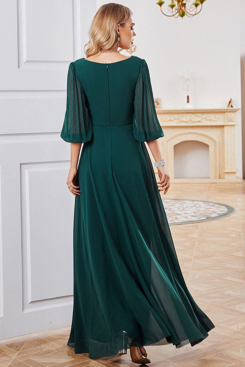 Load image into Gallery viewer, Dark Green Mother of Bride Dress with Sleeves