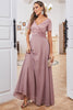 Load image into Gallery viewer, Short Sleeves Dusty Rose Mother of Bride Dress with Sequins