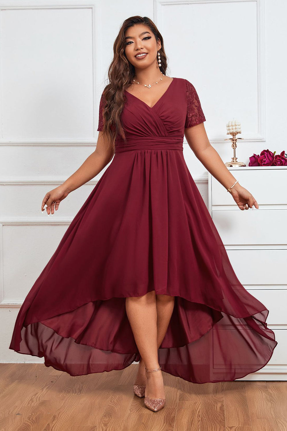 Burgundy Bridesmaid Plus Size Cranberry Bridesmaid Dresses TDY - Main Image