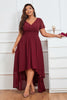 Load image into Gallery viewer, Plus Size Burgundy Mother of Bride Dress with Short Sleeves