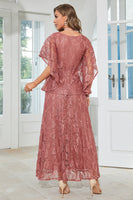 Load image into Gallery viewer, Lace Dusty Rose Mother of Bride Dress