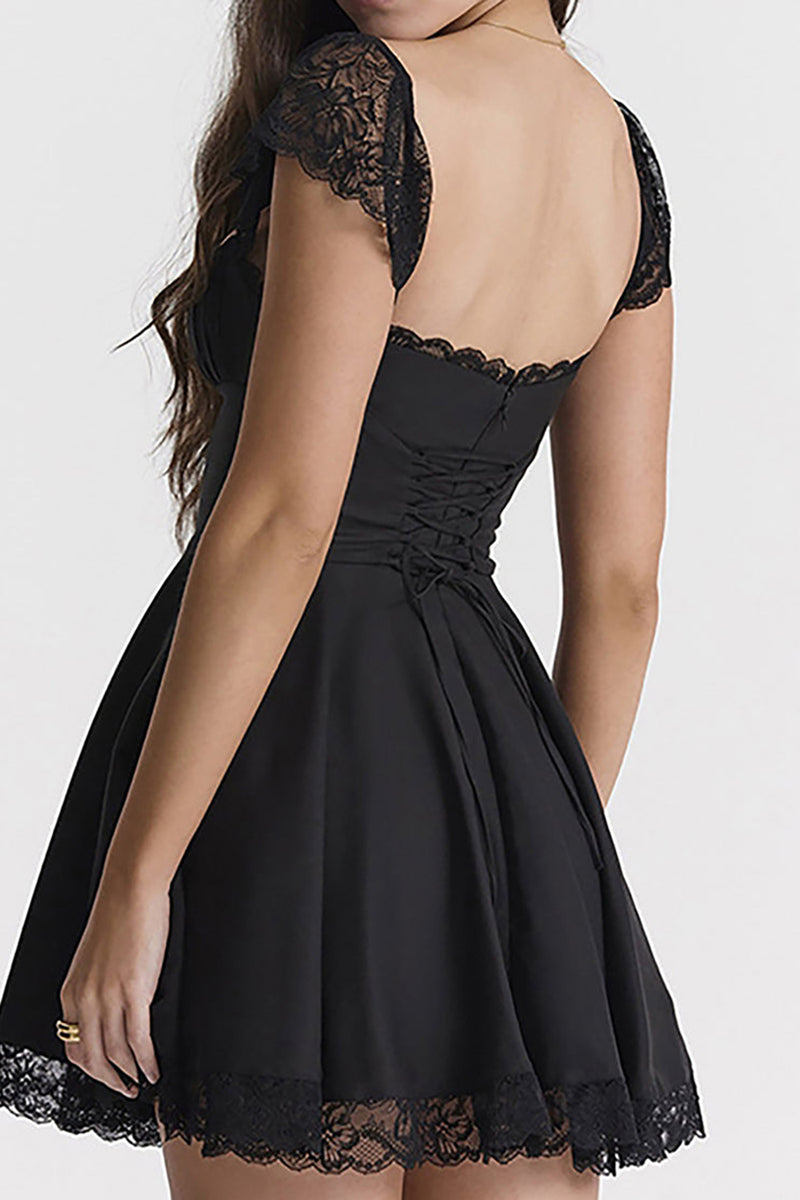 Load image into Gallery viewer, Cute A-Line Lace Cap Sleeves White Graduation Dress