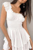 Load image into Gallery viewer, White A-line Tiered Ruffled Graduation Dress with Dots