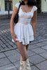 Load image into Gallery viewer, White A-line Tiered Ruffled Graduation Dress with Dots