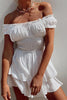 Load image into Gallery viewer, White A-line Tiered Ruffled Graduation Dress with Dots
