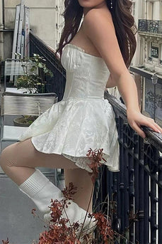 A-line Sweetheart Little White Dress with Ruffle