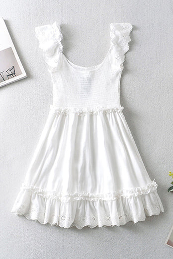 Lovely A-Line White Mini Graduation Dress With Lace