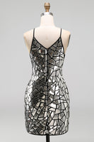 Load image into Gallery viewer, Sparkly Silver Tight Halter Mirror Short Party Dress