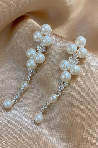 White Beading Pearl Earrings