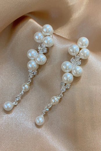 White Beading Pearl Earrings
