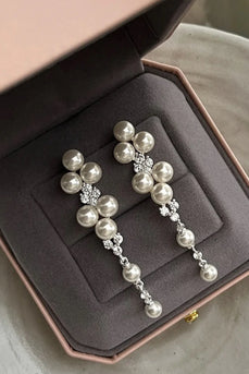 White Beading Pearl Earrings