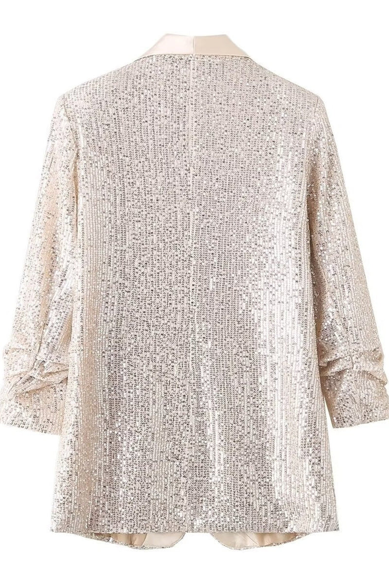 Load image into Gallery viewer, Sparkly Champagne Sequin Prom Party Blazer For Women