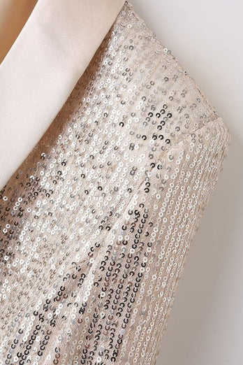 Sparkly Champagne Sequin Prom Party Blazer For Women