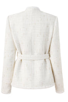 Load image into Gallery viewer, Light Luxury White Wool Splicing Small Stand Collar Women Jacket