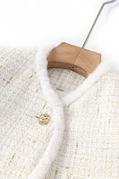 Load image into Gallery viewer, Light Luxury White Wool Splicing Small Stand Collar Women Jacket