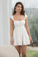 Load image into Gallery viewer, Simple White A-Line Short Graduation Dress